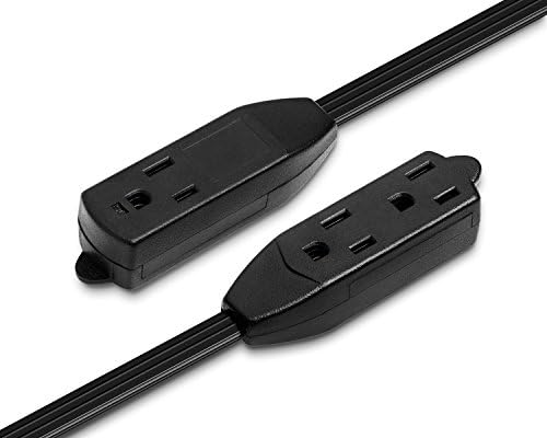 Maximm 3 Ft Flat Plug Extension Cord, 3-Outlet, Angled Plug, Black, UL - Image 2