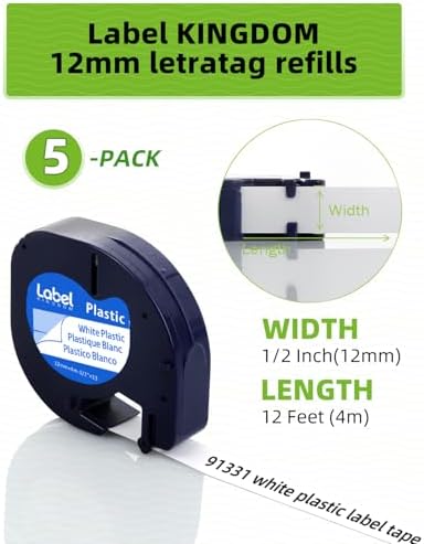 7 Pack Compatible with Dymo Letratag Plastic Label Maker Refill 91331 - Image 3