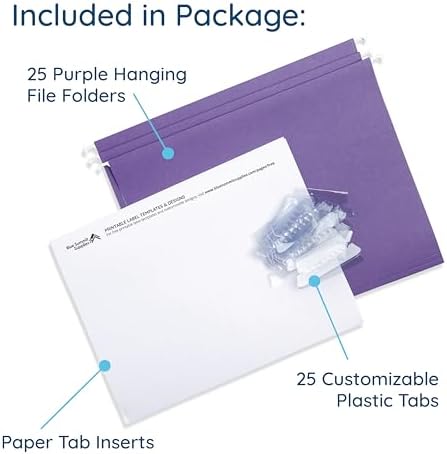 Blue Summit Supplies 25 Hanging File Folders, Letter Size, Purple - Image 3