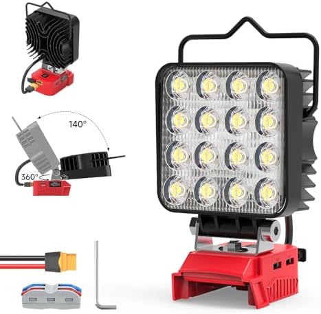 Azocek LED Work Light Compatible with Mil-wau-kee 18V Battery 4800LM - Image 7