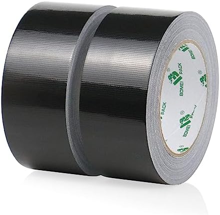 2 Pack Duct Tape Heavy Duty,9 Mil Thickness,2 Inches x 30 Yards,Strong Industrial Strength,Flexible,No Residue,Waterproof and Tear by Hand,Multi-Use for Indoor & Outdoor Repairs(Black) by BOMEIPACK