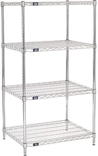 Nexel 24" x 30" x 63", 4 Tier Adjustable Wire Shelving Unit, NSF Listed Commercial Storage Rack, Chrome Finish, leveling feet by Nexel