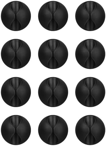 Flezoo 12PCS Black Adhesive Cable Clips Cord Organizer for Wire Management by Flezoo