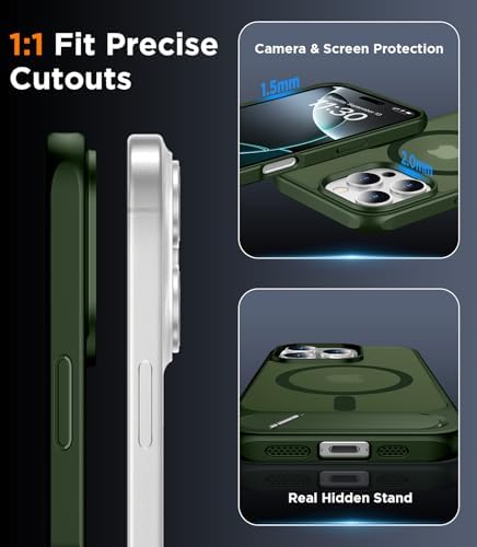 Temdan Magnetic Compatible with iPhone 16 Pro Max Case, [Built-in Invisible Kickstand][Compatible with MagSafe][Military Grade Shockproof] Slim Translucent Matte Phone Case for iPhone 16 Pro Max 6.9" - Image 6
