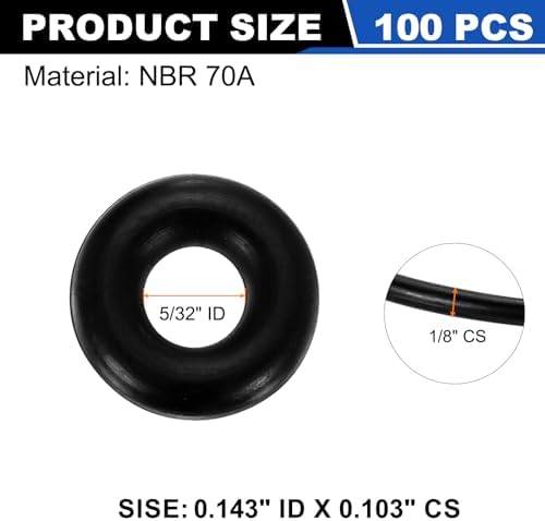uxcell 100Pcs AS-105 NBR 70A O-Rings 5/32"ID x 3/32"CS/0.143"ID x 0.103"CS - Image 2