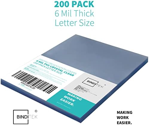 Binditek 6 Mil PVC Binding Covers, 8.5 x 11 Inches, Clear, 200 Pack - Image 2