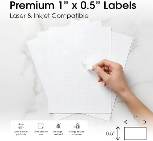 1" X 0.5" Matte White Printable Barcode Labels (500 Sheets, 80000 Stickers) - Image 2
