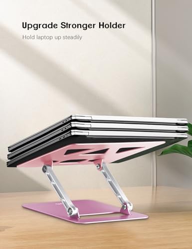 Aoviho Adjustable Laptop Stand for Desk,Portable Laptop Stand Holder and Riser,Foldable Aluminum Notebook Computer Stands for MacBook Air Pro HP Lenovo Dell Samsung, 10-15.6 inch,Blush Rose Silver - Image 6