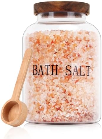 BKYFPQ 74 oz Bath Salt Container with Wooden Lid and Scoop by BKYFPQ