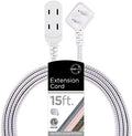 Cordinate 3-Outlet Extension Cord, 2 Prong, 15 Ft Cable with Flat Plug by Cordinate