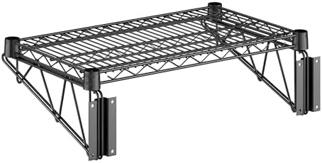 14" x 24" Wire Black Epoxy Wall Mount Shelf, Commercial Fixed Wall Mount Rack, NSF, Metal Floating Shelving for Kitchen, Stock Rooms, Home and Hotel by Zedfire