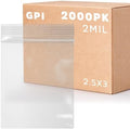 2.5" x 3" Small Zip Bags, 2000 Count, 2 Mil, Zip Top Lock, Resealable, GPI by GPI
