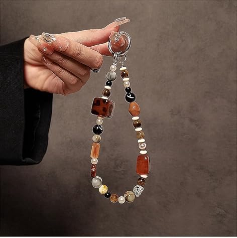 Leopard Print Phone Charm Amber Phone Wrist Strap for Women - Image 2