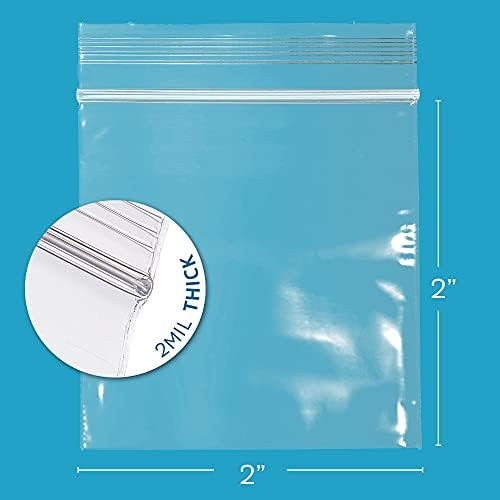 2" x 2" Small Zip Bags, 2000 Pack, 2 Mil, Reclosable Jewelry Bags, GPI - Image 2