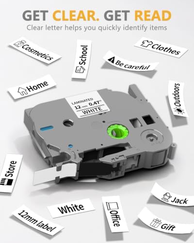 20-Pack Replacement for Brother P-Touch Tape 12mm 0.47 Laminated White - Image 3
