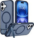 Temdan Magnetic Compatible with iPhone 16 Plus Case, [Built-in Invisible Kickstand][Compatible with MagSafe] [Military Grade Shockproof] Slim Translucent Matte Phone Case for iPhone 16 Plus 6.7" by Temdan