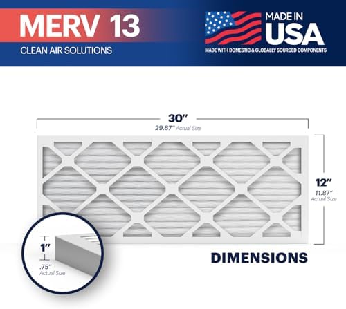 BNX TruFilter 12x30x1 Air Filter MERV 13 (4-Pack) - MADE IN USA - Electrostatic Pleated Air Conditioner HVAC AC Furnace Filters for Allergies, Pollen, Mold, Bacteria, Smoke, Allergen, MPR 1900 FPR 10 - Image 2