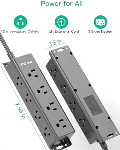 Surge Protector Power Strip, 12 Widely Spaced Multi Outlets, Wall Mount - Image 6