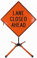 Traffic Roll-Up Sign Kit with Stand – Collapsible Safety Sign & Heavy-Duty Portable Stand, High Visibility, Easy Setup (Lane Closed Ahead, Reflective) by EASTERNMETALSIGNSANDSAFETY