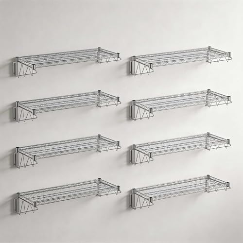 8 Pack 14" x 60" Chrome NSF Wire Wall Mount Shelf, Heavy Duty Wall Storage Rack, Industrial Metal Shelving, Fixed Shelf for Stock Rooms, Warehouse by Zedfire