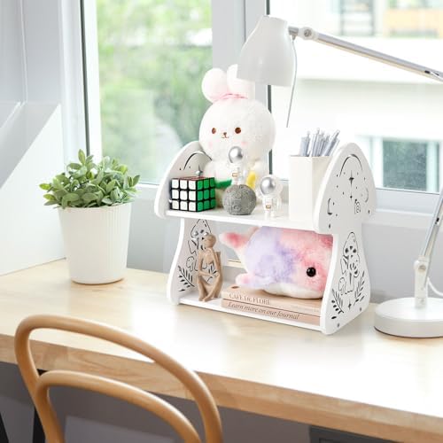 Cute Mushroom Desk Shelf Cottagecore Decor White Mushroom Accessories - Image 2