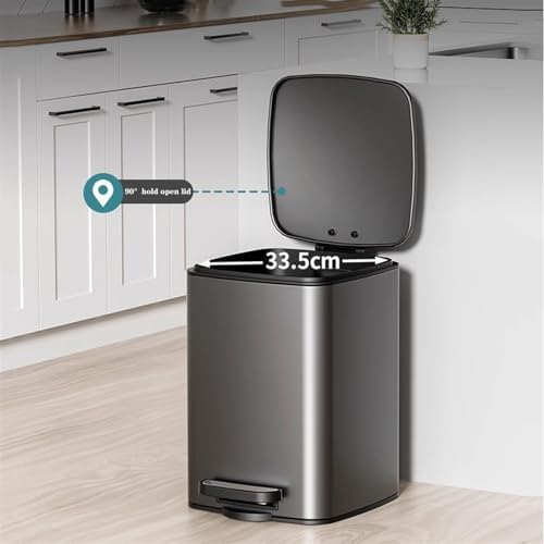 Stainless Steel Step Trash Can with Soft Close Lid Hands Free Square Waste Bin for Kitchen Bathroom Living Room Smart Design with Inner Bucket Black Color 35L Capacity - Image 5