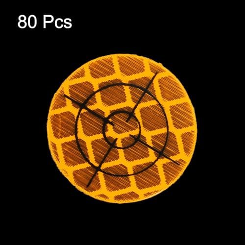 HARFINGTON 80pcs Survey Reflector Sheets 20mm x 20mm Self-Adhesive Surveying Target Mark Sticker Total Station Round Reflective Sheet Tape for Ship Inspection Tunnel Measure, Yellow - Image 3