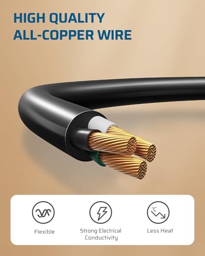 DEWENWILS 1FT Short Extension Cord, Flat Head Extension Cord Indoor with 3 Prong, Low Profile Power Cable SJT 14 AWG Flexible Power Cord for Home Kitchen, ETL Listed, 3 Pack - Image 5