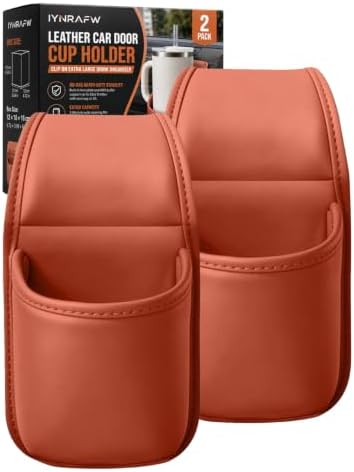 Leather Car Door Cup Holder Clip on Extra Large Drink Organizer 2 Pack by Unknown