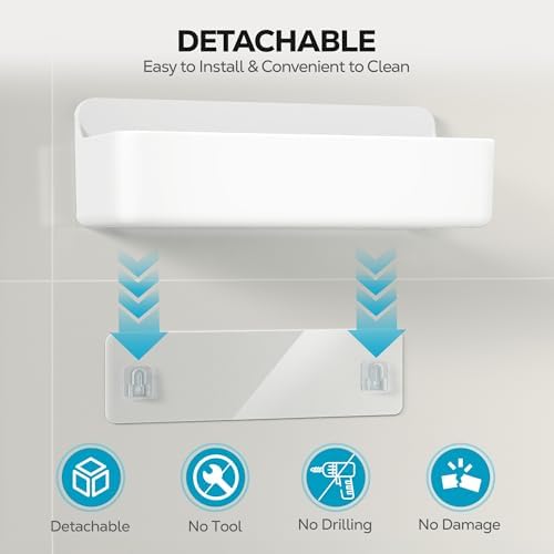 Nieifi Adhesive Shower Shelves, White, 2 Pieces - Image 4