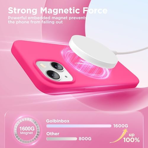 GolbinBox Magnetic for iPhone 15 Case, Silicone Cover, Hot Pink - Image 3