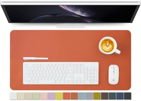 Leather Desk Mat - Non-Slip PU Desk Pad for Office and Home - Desk Organization and Accessories - Ideal for Large Mouse Pad and Desk Mats on Top of Desks (Orange,27.6"x 13.8") by HOMIEAZICOZI