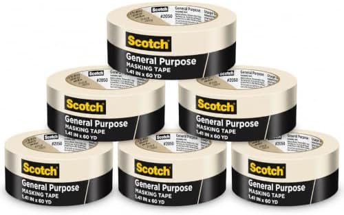 Scotch General Purpose Masking Tape, Tan, 1.41 in x 60.1 yd, 6 Rolls by ScotchBrand