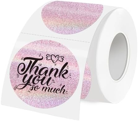 3 Inch Holographic Thermal Labels,Round Thermal Printer Labels,Waterproof Thermal Printer Stickers for DIY Logo Design,Name Tag,QR Code,Thanks Card 150 Labels/Roll (Pink dots) by Unknown