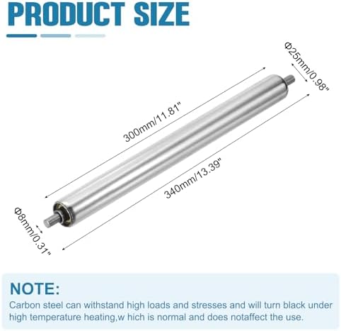 MECCANIXITY Stainless Steel Conveyor Roller 1" Diameter 12" Length Gravity Transmission Replacement Part Galvanized End (Silver) - Image 2