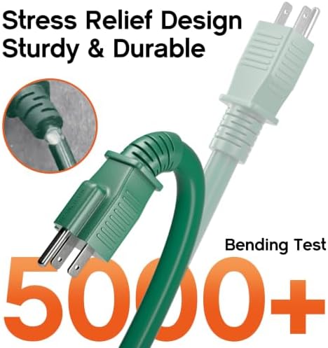 100FT 16 Gauge Green Outdoor Extension Cord with Multiple Outlets - Image 4