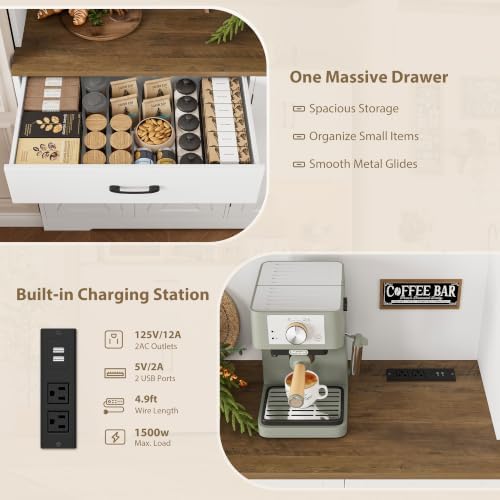 HOSTACK 55" W Kitchen Pantry Storage Cabinet, 72" Tall Hutch Cabinet, White - Image 5