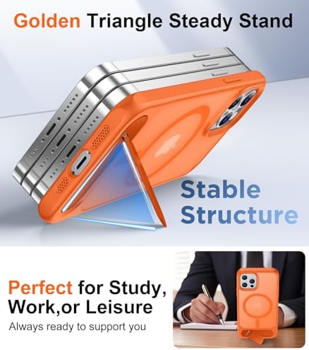Temdan Magnetic Compatible with iPhone 12 Case & iPhone 12 Pro Case, [Built-in Invisible Kickstand][Compatible with MagSafe][Military Grade Shockproof] Slim Translucent Matte Phone Case 6.1" - Image 3