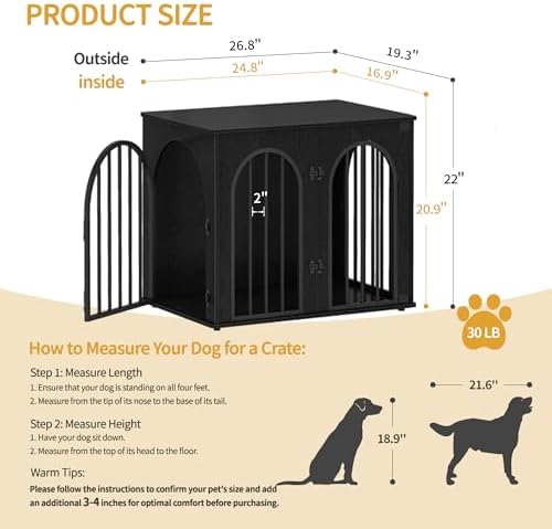 Hzuaneri 26.8'' Dog Crate Furniture,Dog Kennel Indoor for Small Dogs - Image 2