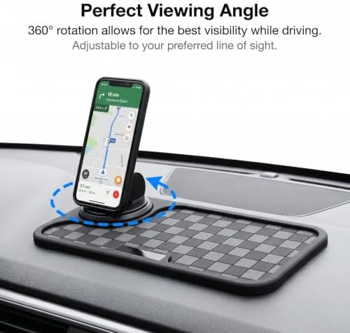 Multifunctional Car Anti-Slip Mat, Anti-Slip Rubber Dashboard Storage Pad and Phone Holder, Universal Dashboard Storage Accessories for Most Cars (Black & Gray) - Image 4