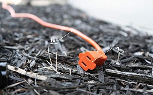 Southwire Woods 50ft Outdoor Extension Cord – Bright Orange, 16/2 Two-Prong – Durable SJTW Jacket for Landscaping & Light-Duty Power – Molded Plug - Image 3