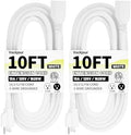 Vockjour 16/3 White Indoor Outdoor Extension Cord 10 Ft 2 Pack Waterproof by Vockjour