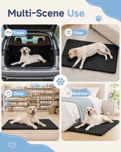 Dog Crate Pad Mat, Waterproof Wipeable Kennel Bed, 35x22, Black - Image 6