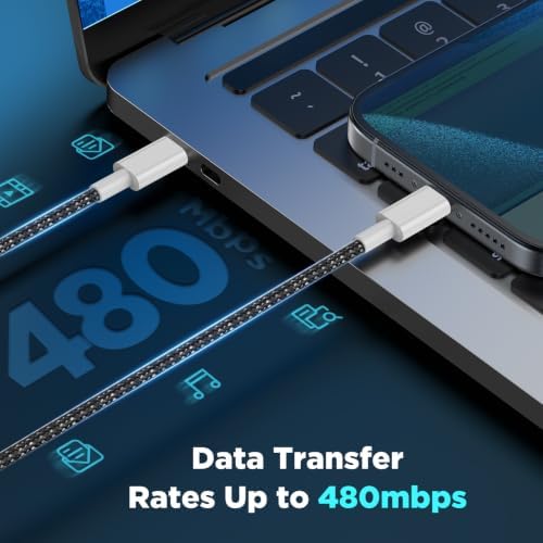 USB C to USB C Cable 6FT+10FT 2Pack 60W iPhone 17 16 15 Charger Cord Long Type C to C Cable Fast Charging for Apple iPhone 17 16 15/Pro/Pro Max/Plus/iPad Pro Air/MacBook/Air/Mini/Samsung Galaxy-Black - Image 3