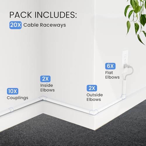 EVEO Cable Hider - 300” One-Cord Cable Raceway Wire Hider for Cable Concealer Cord Hider Cord Cover Wall Cable Hider. Wire Hiders TV on Wall. Cable Management, Cord Hider (White, Small) - Image 5