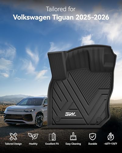 3W Floor Mats & Cargo Liner & Seatback Mats for Volkswagen Tiguan 2025-2026 - Image 2