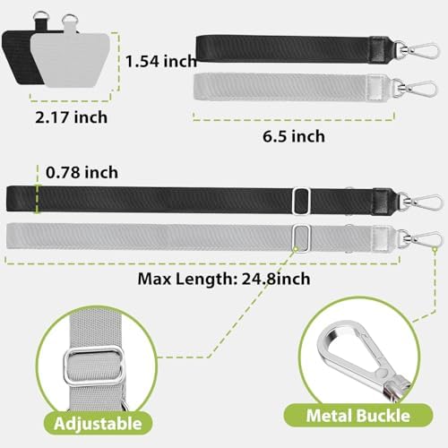takyu Phone Lanyard, 2 Pack Crossbody Anti-Drop Neck and Wrist Strap with 2 Pcs Tether Patches, Secure Hands-Free Compatible for iPhone Samsung Perfect for Nurses, Teachers, Travel, Hiking Black+Gray - Image 5