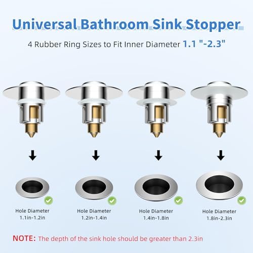 Universal Metal Bathroom Sink Stopper, Drain Strainer Hair Catcher, Chrome - Image 3