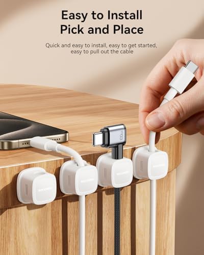 Rocoren 12‑Pack Magnetic Smooth Adjustable Cable Clips Cord Organizer - Image 5