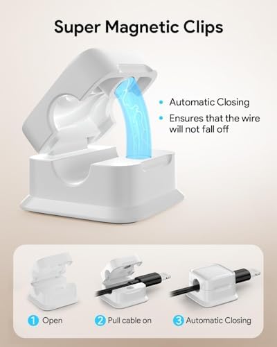 Cord Organizer, Magnetic Cable Clips, Under Desk Management, 9 Pack, White - Image 4